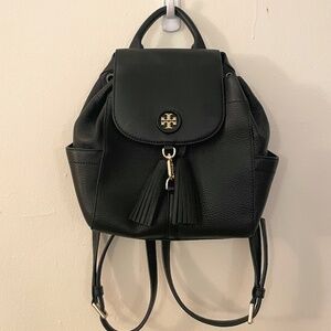 Tory Burch Pebbled Leather Drawstring Backpack